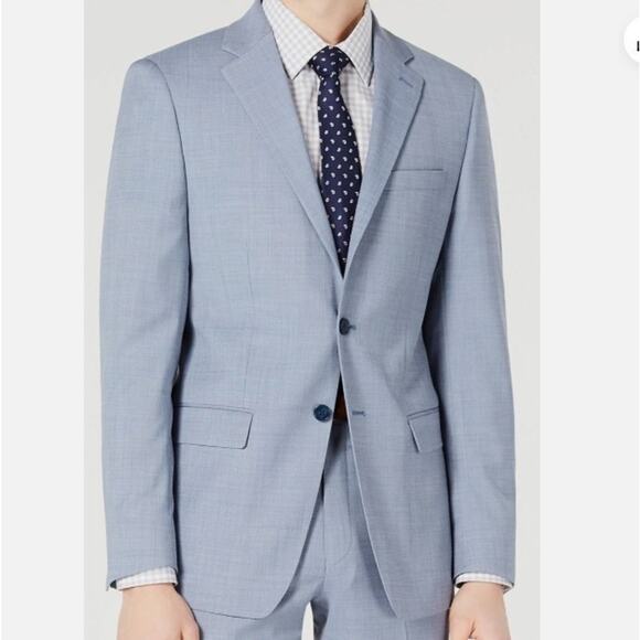Calvin Klein Suit Mens 42L Blue Slim Fit 2 Piece Set Wool Blend 34 x 32 Pants - Picture 1 of 16